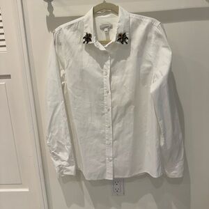 J. Crew White button-down Shirt with Collar embellishments